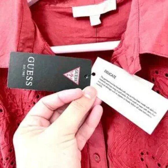 NWT Guess Long Sleeve Allie Dress Sonoran Red Size M - Picture 3 of 5